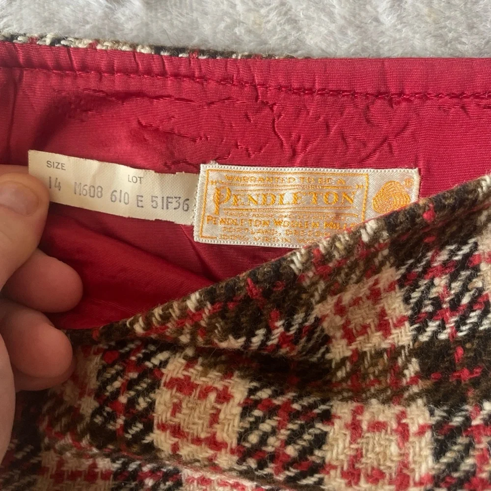 Pendelton Plaid Wool mini Skirt - Red and Brown size 14